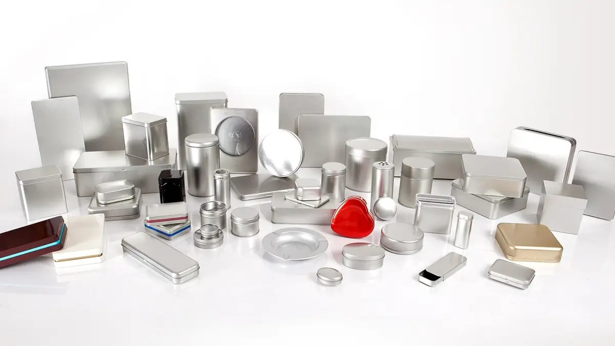 Metal cans and tinplate packaging.