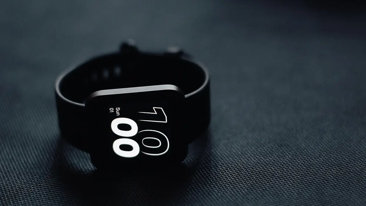 A smartwatch with a touchscreen.