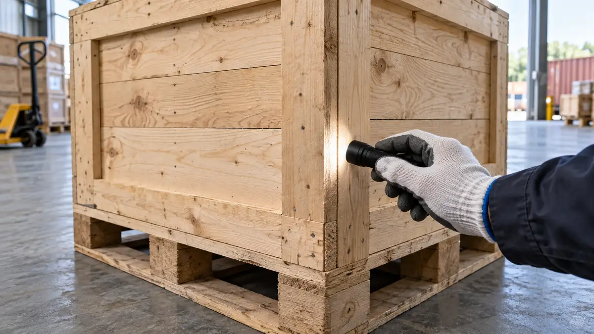 Illustrative image of Check wood packaging on imports on a workshop surface.