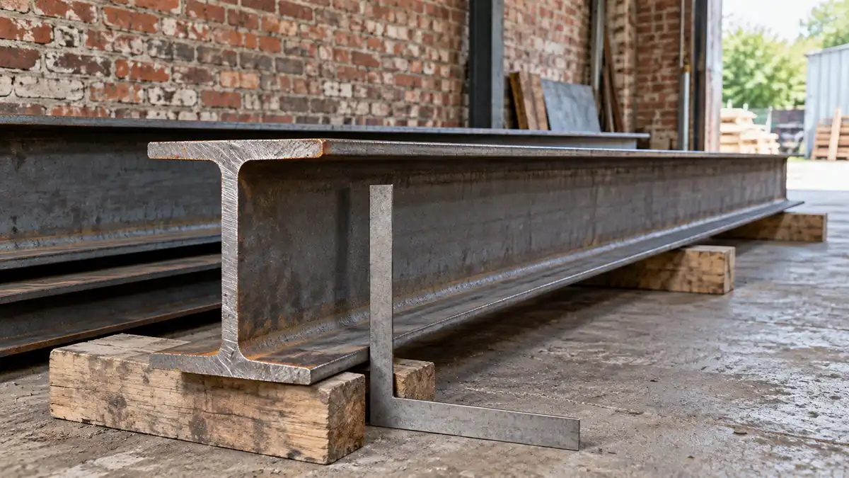 Illustrative image of China-bought beams: party wall checks on a workshop surface.