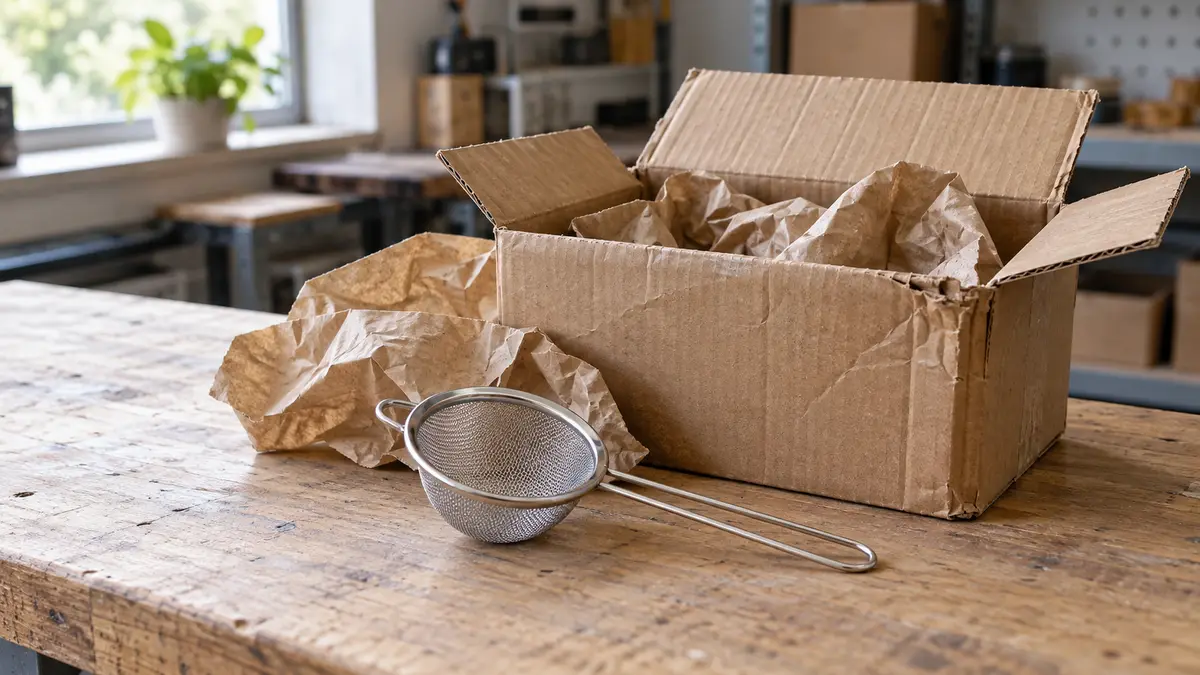 Illustrative image of China parcel arrived after a refund: what now? on a workshop surface.