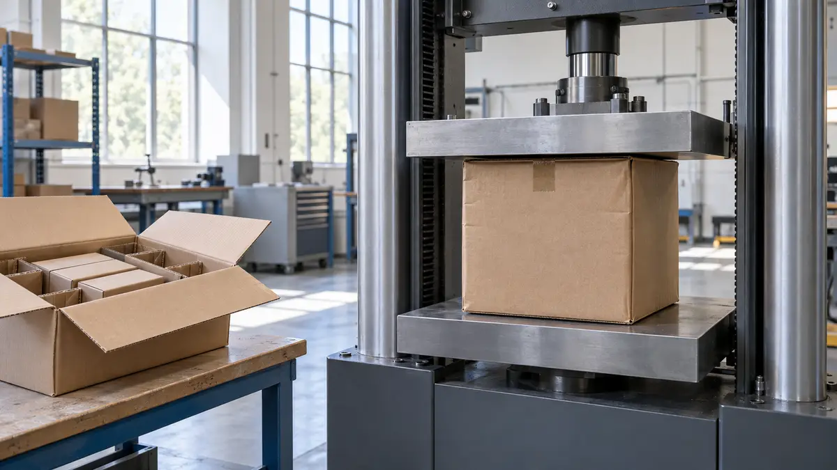Illustrative image of How to commission filled carton compression tests on a workshop surface.
