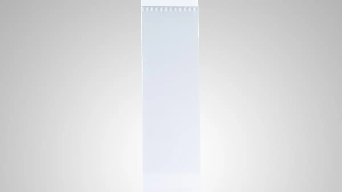 A transparent plastic bag used for food packaging.