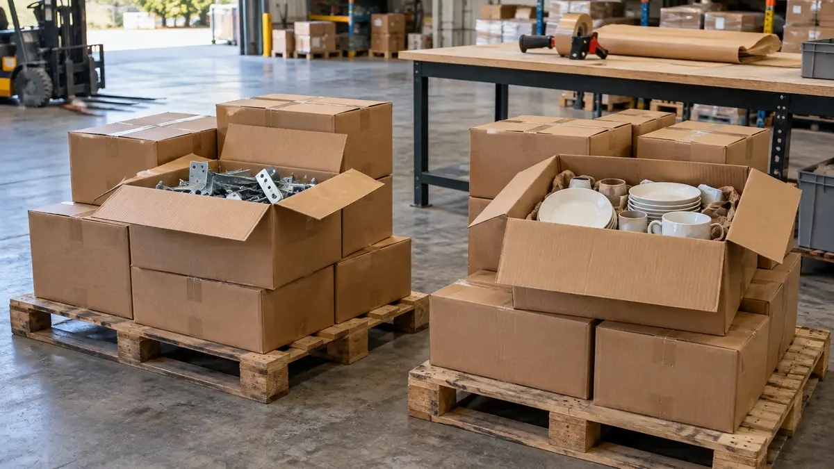 Illustrative image of Declare mixed at-risk and not-at-risk goods on a workshop surface.