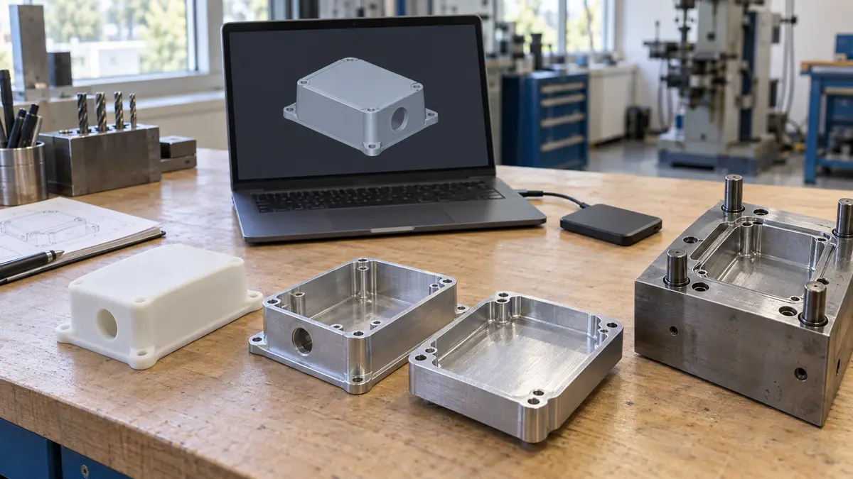 Illustrative image of Who owns factory CAD files and development work? on a workshop surface.