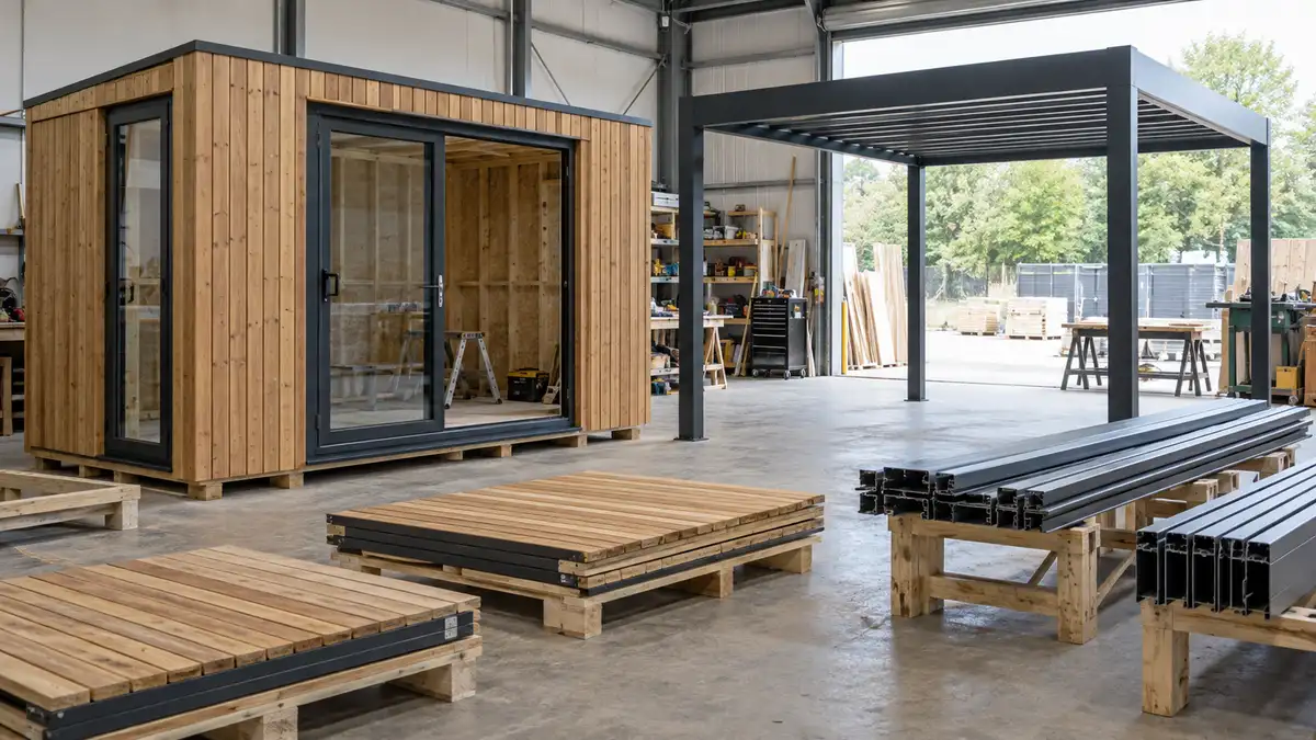 Illustrative image of Garden room and pergola permissions before ordering on a workshop surface.