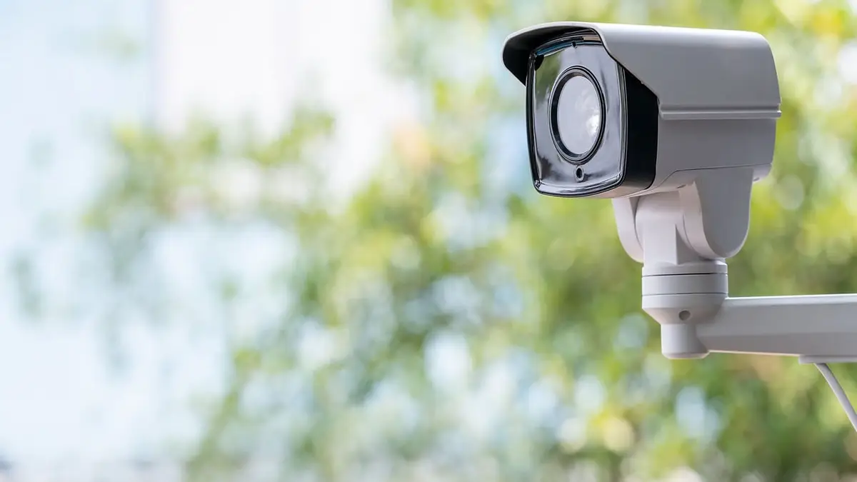 An outdoor CCTV security camera.
