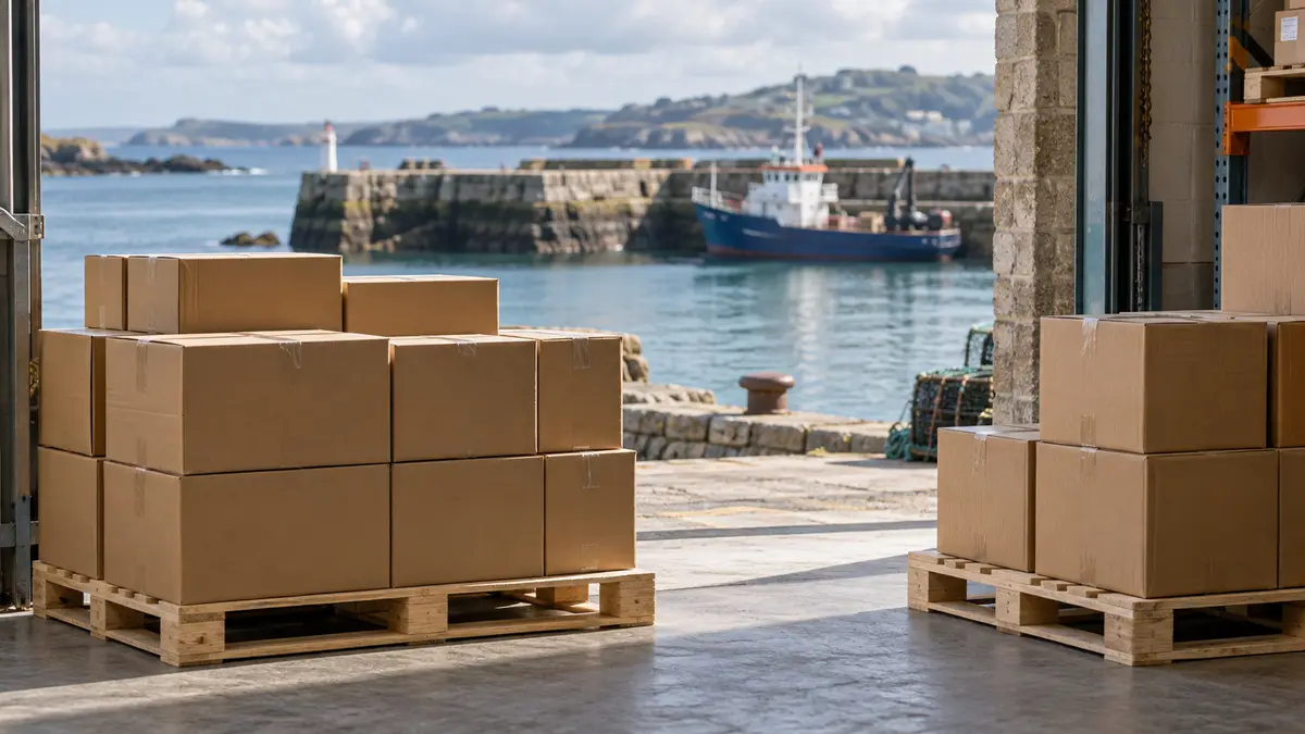 Illustrative image of Jersey import GST on China goods: 5% on top of duty on a workshop surface.