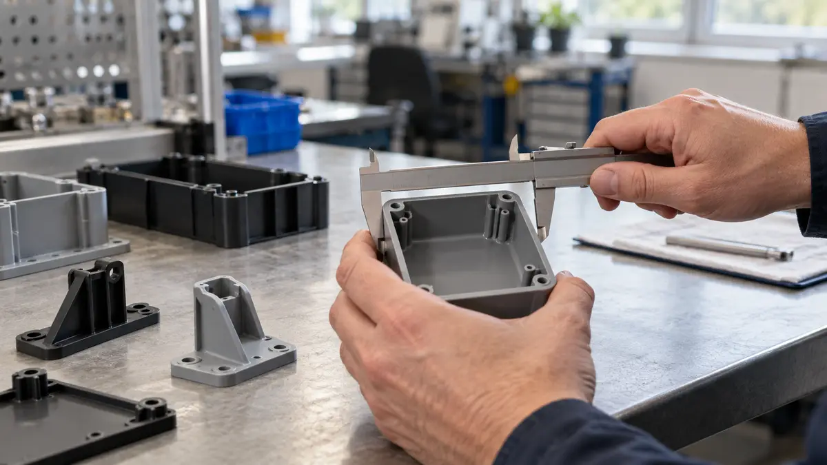 Illustrative image of How to inspect moulded plastic parts on a workshop surface.