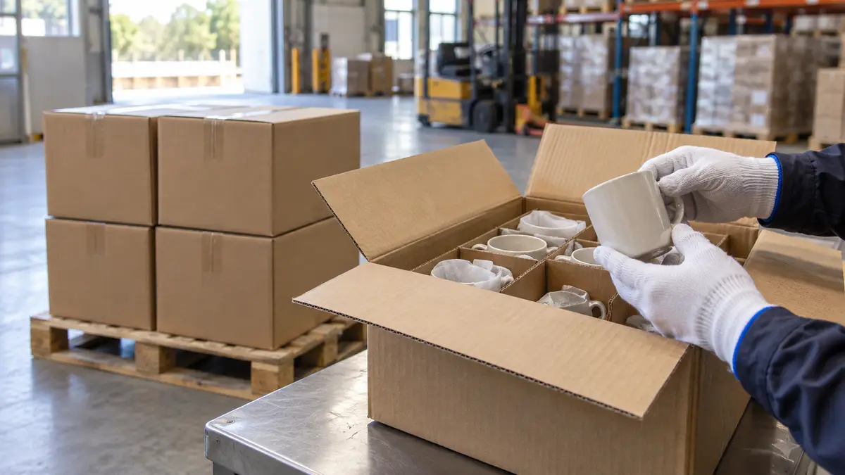 Illustrative image of Can trial cartons be inspected at a China warehouse? on a workshop surface.