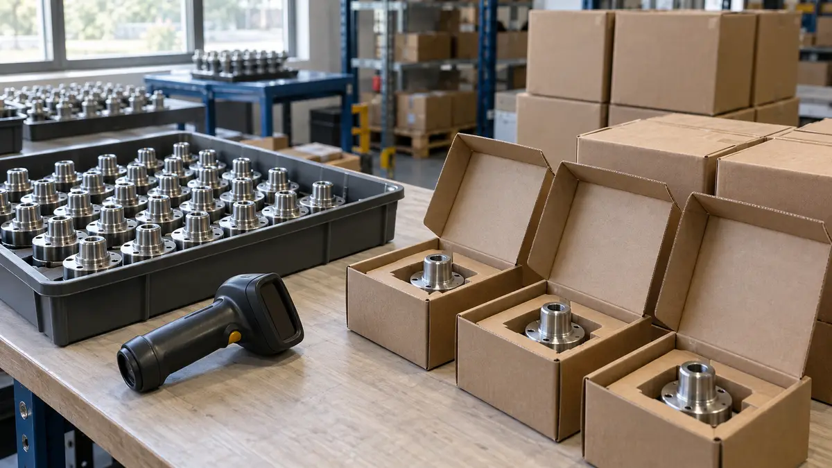 Illustrative image of Batch and serial traceability for China-made goods on a workshop surface.