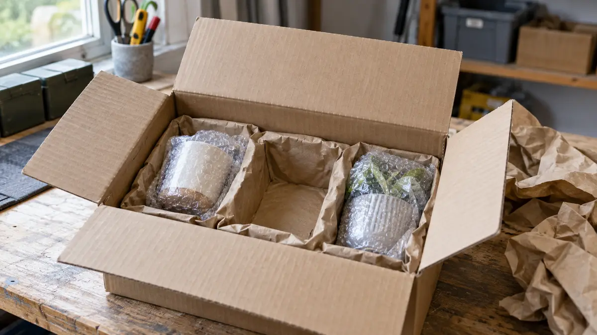 Illustrative image of Missing item in a combined marketplace parcel on a workshop surface.