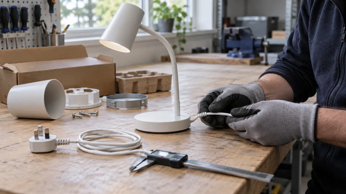 Illustrative image of Online product listings: GB and NI safety checks on a workshop surface.