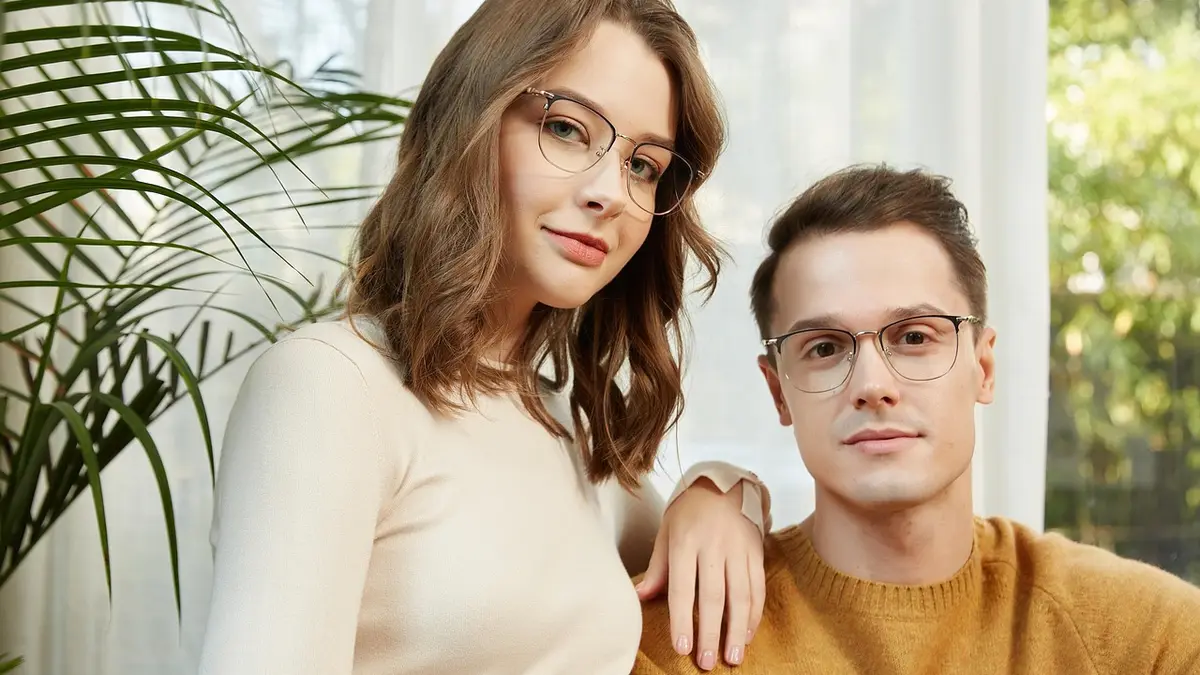 Prescription eyeglasses with frames.