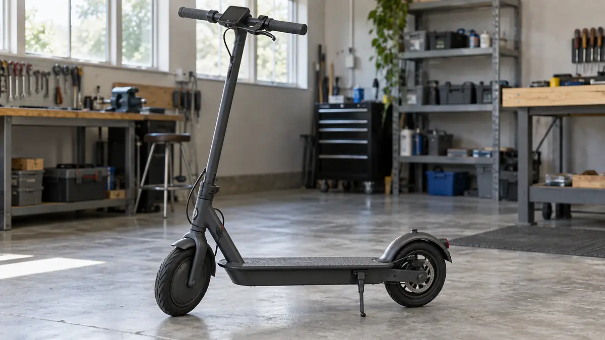 Illustrative image of Can I ride a private Chinese e-scooter in the UK? on a workshop surface.