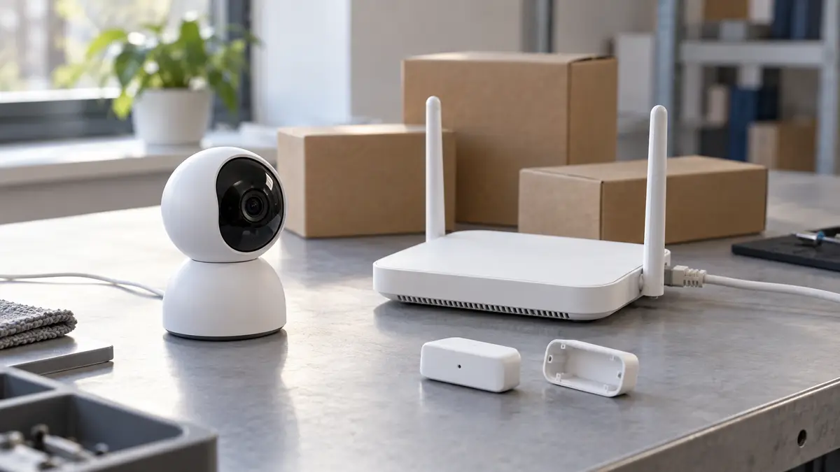 Illustrative image of PSTI: importing smart and connectable products into the UK on a workshop surface.