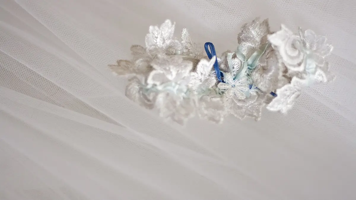 A white wedding garter.