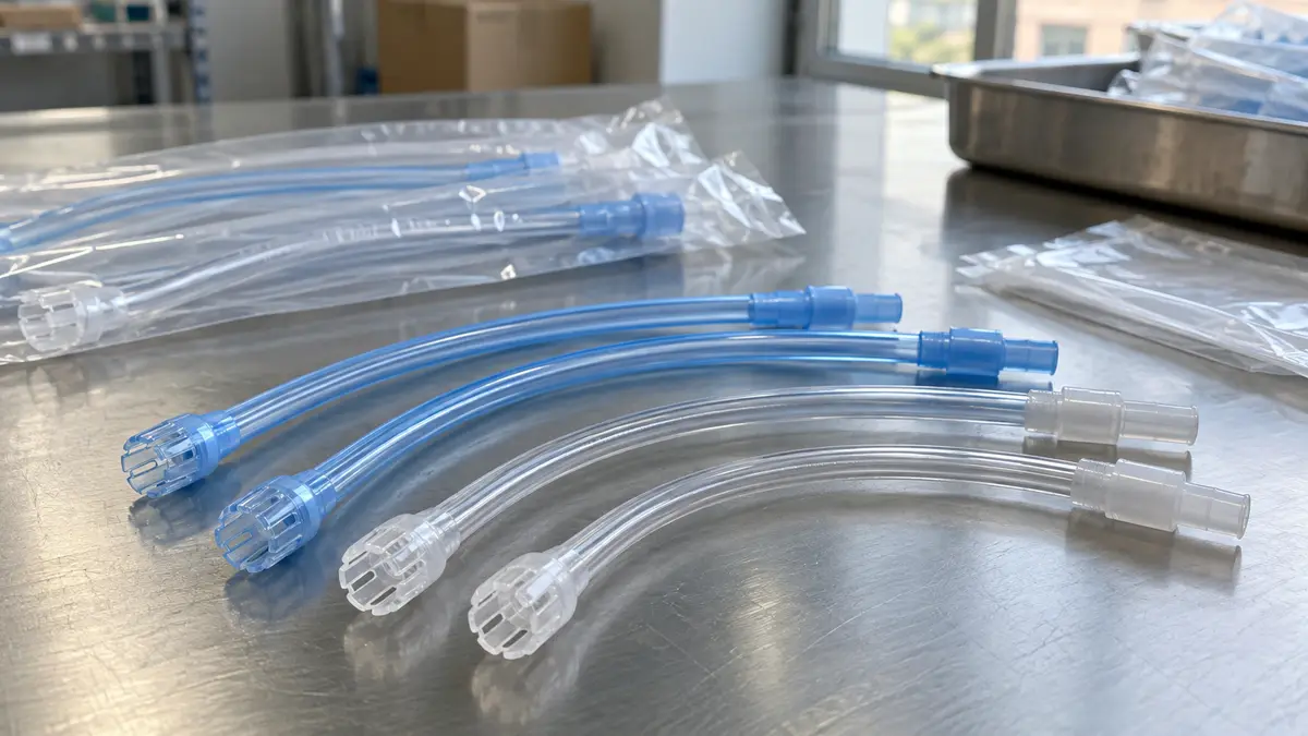 Illustrative image of dental saliva ejectors on a workshop surface.