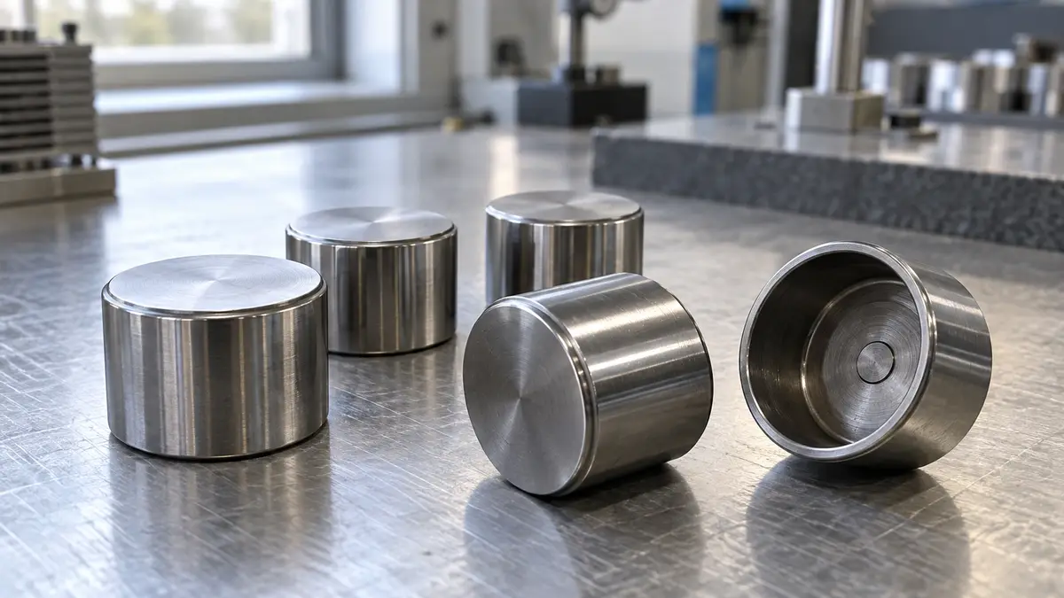 Illustrative image of engine valve tappets on a workshop surface.