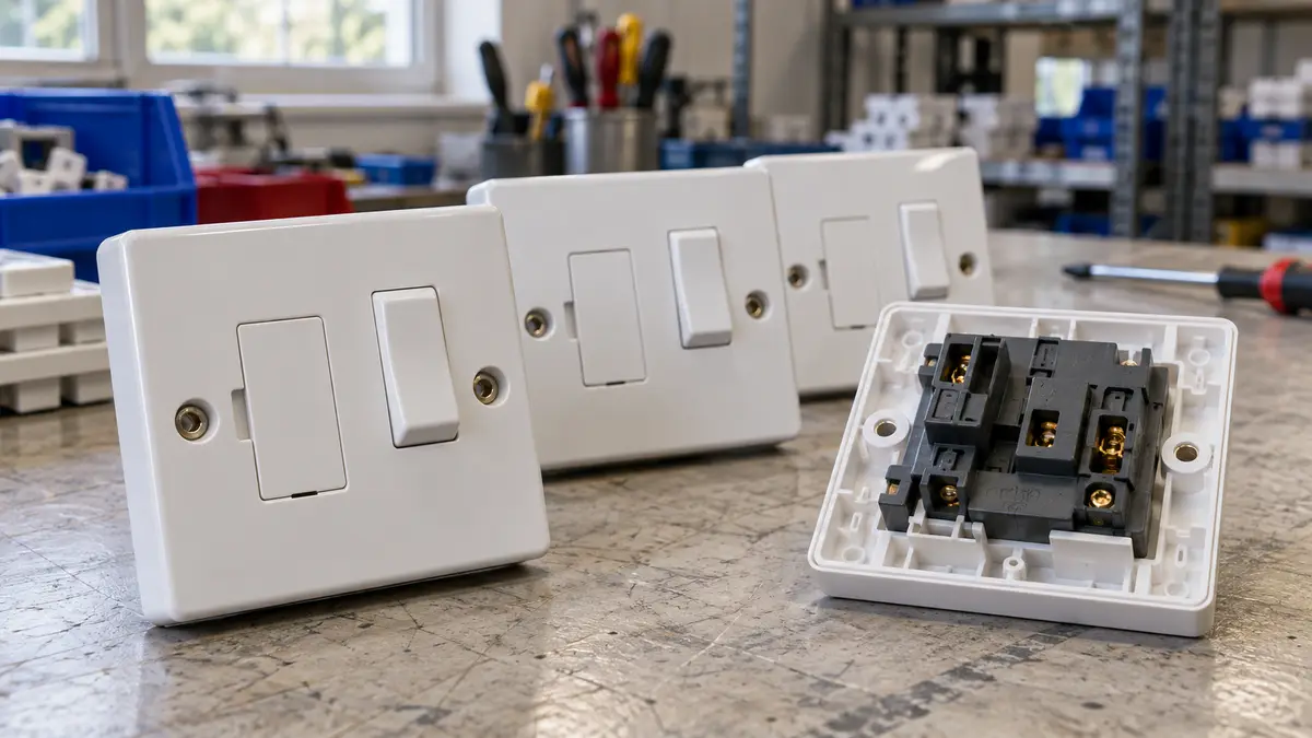 Illustrative image of fused connection units on a workshop surface.
