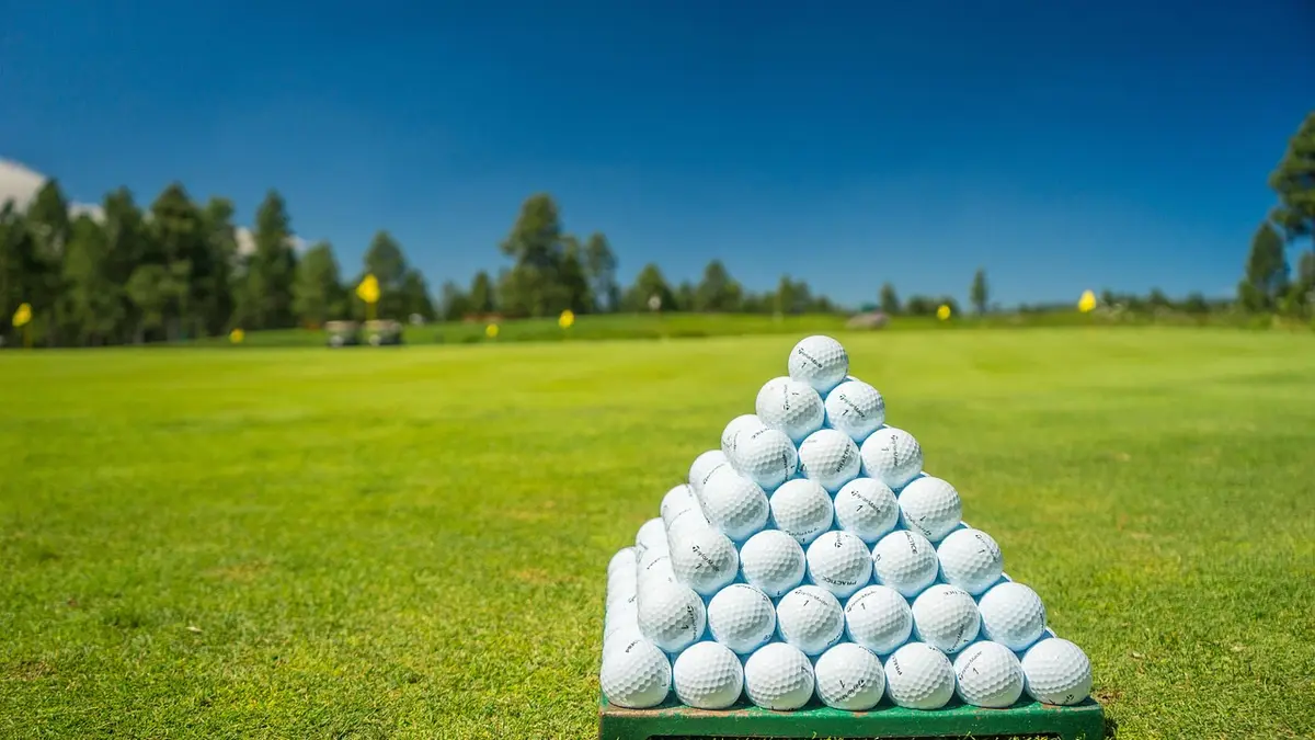 A stack of golf balls.