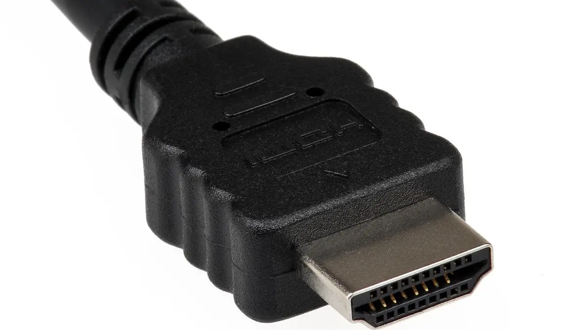 An HDMI cable with a connector plug.