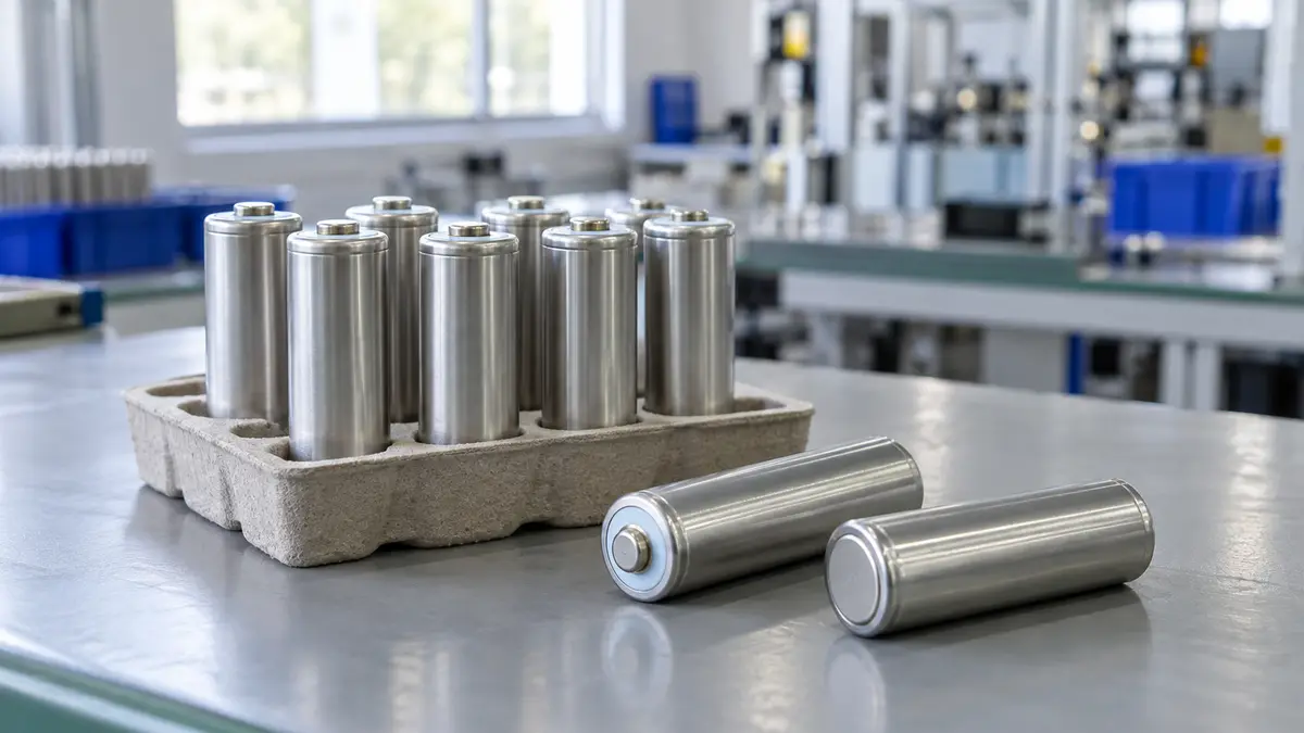 Illustrative image of nickel-zinc batteries on a workshop surface.