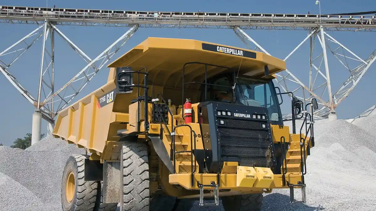 A Caterpillar 775G dumper used for earthmoving.