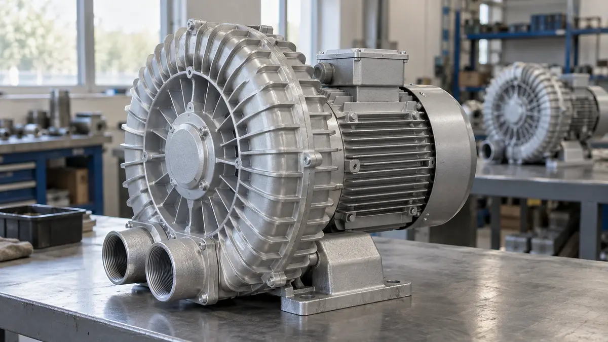 Illustrative image of side-channel blowers on a workshop surface.