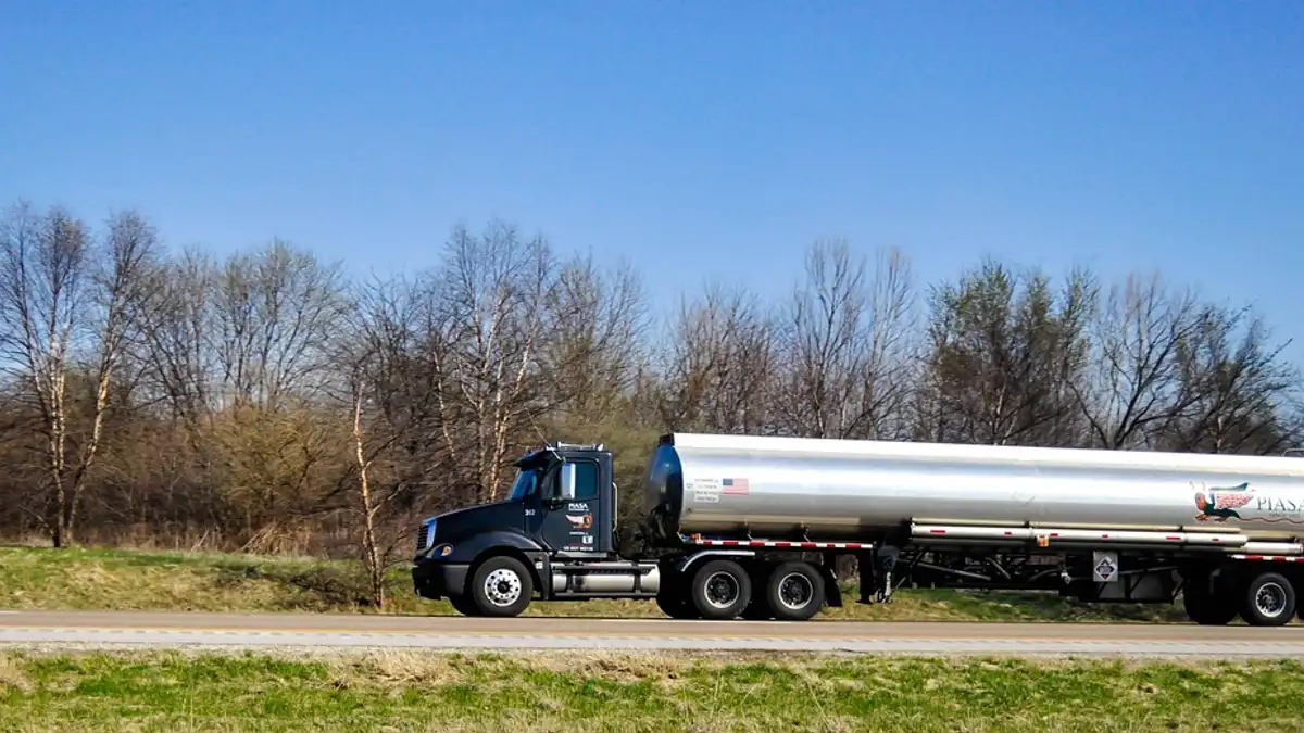 A blue tanker truck used for transport.