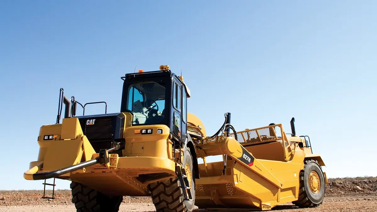 A Caterpillar 627H earthmoving machine.