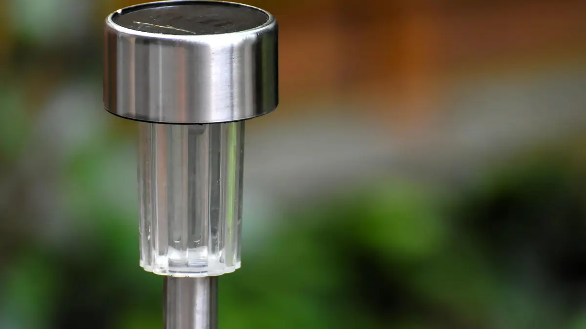 A solar lamp in a garden.