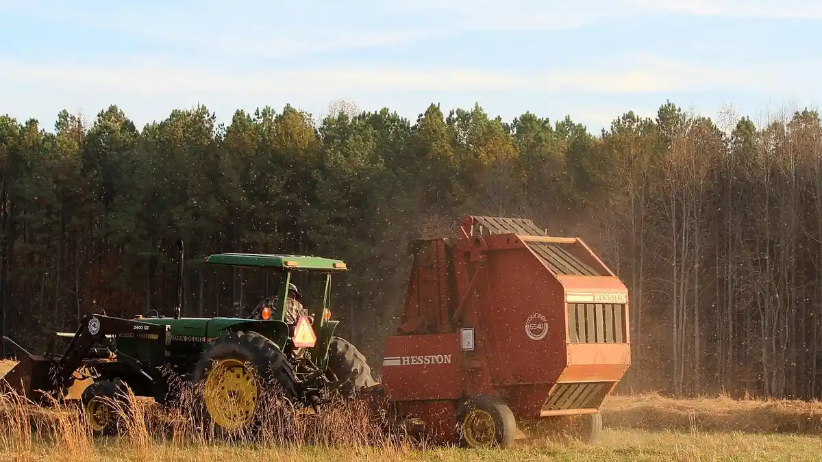 A hay baler used for making hay.