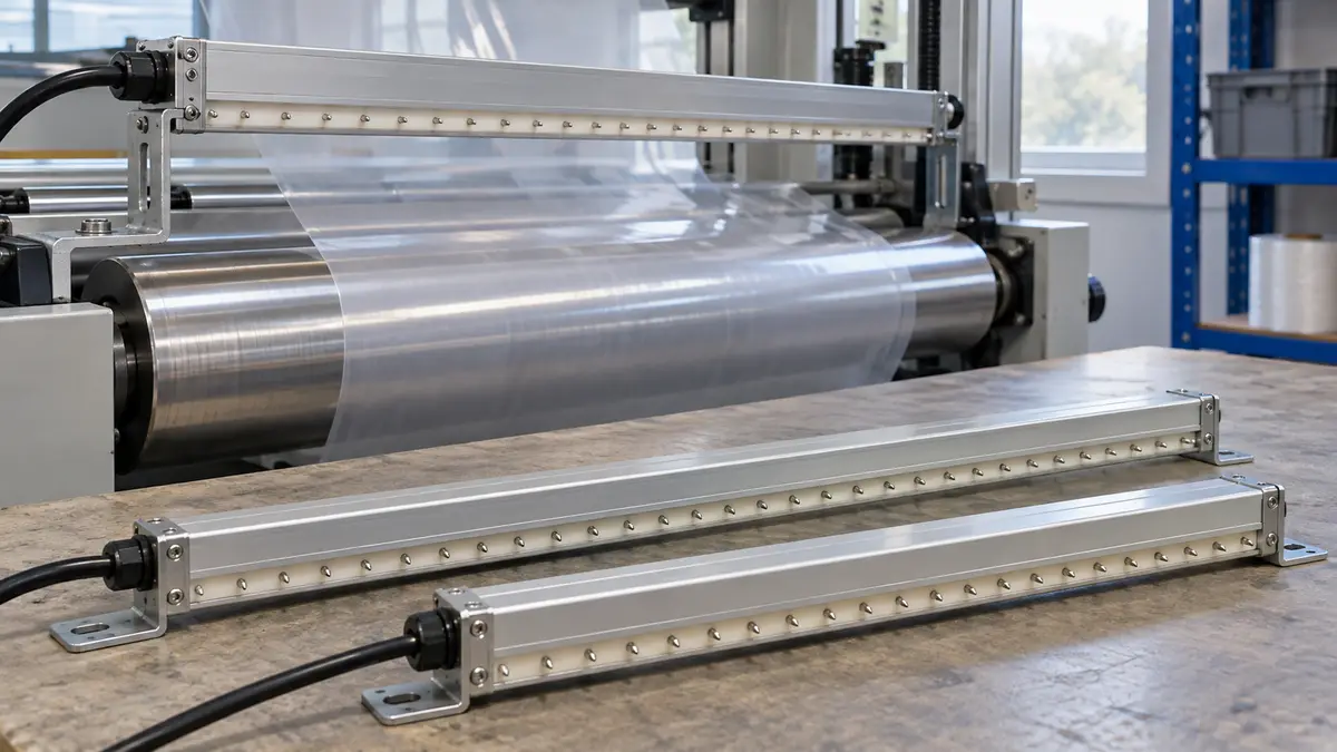 Illustrative image of static eliminator bars on a workshop surface.