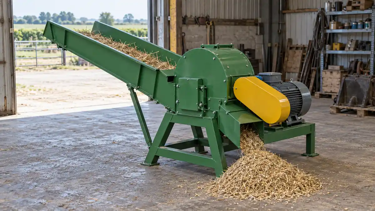 Illustrative image of straw choppers on a workshop surface.