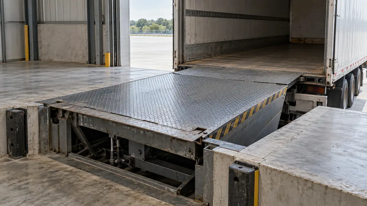 Illustrative image of dock levellers on a workshop surface.