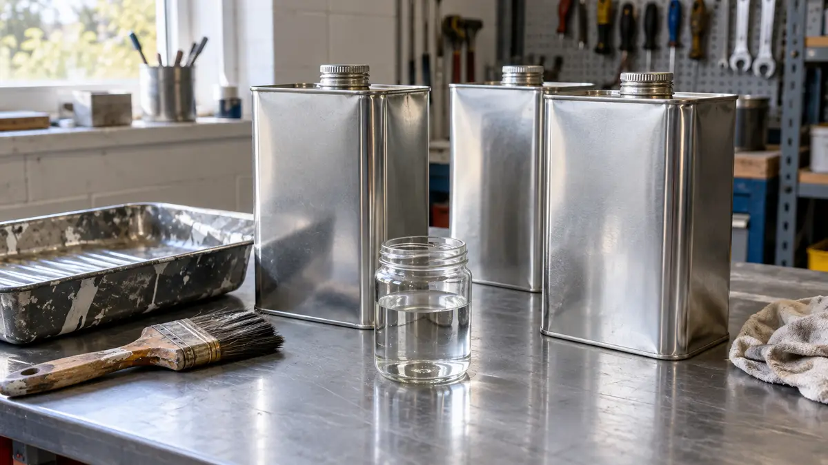 Illustrative image of white spirit on a workshop surface.